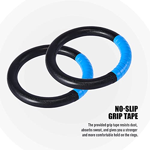 ZELUS Gymnastic Rings, Exercise Olympic Rings with Adjustable Straps, Steel Buckles, Perfect for Workout, Strength Training, Pull-Ups and Dips (Black)