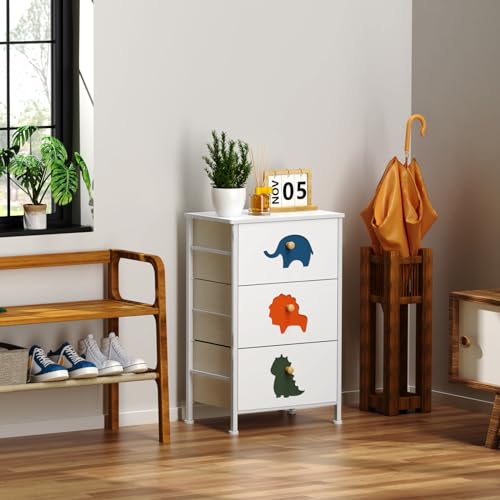 FRAPOW Kids Dresser for Bedroom, Baby Girls Dresser with 8 Fabric Drawers Tall Storage Organizer for Toddler Child with Wood Top Metal Frame for Living Room, Nursery, Closet, Apartment
