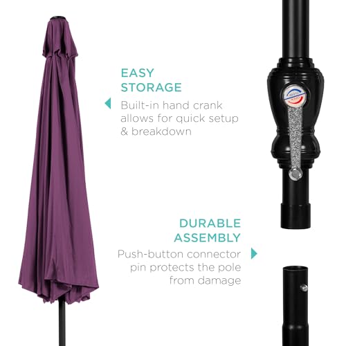 Best Choice Products 10ft Outdoor Steel Polyester Market Patio Umbrella w/Crank, Easy Push Button, Tilt, Table Compatible - Navy Blue