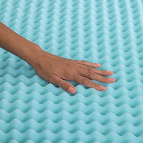 Beautyrest Cool Wave Convoluted Pressure-Relieving Memory Foam Mattress Topper, Twin, 2-Inch, Blue
