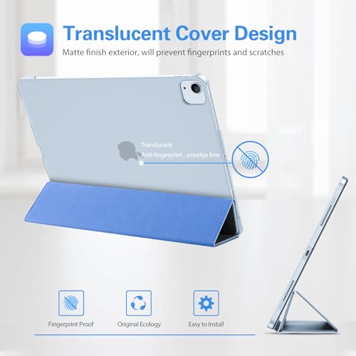ProCase Smart Case for iPad Air 13 Inch Case 2024 M2, Slim Stand Translucent Hard Back Shell Smart Folio Cover Support Auto Wake/Sleep for iPad Air 13" 2024 Air M2 -Airblue