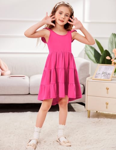 Arshiner Toddler Girl Summer Dress Cotton Tie Back High Low Beach Casual Sundress 3t