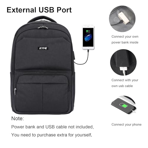 KYME Work Backpack,Large Backpack,17 Inch Travel Laptop Backpack,Water Resistant Collage Book Bags for Men,Black