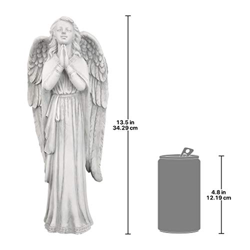 Design Toscano KY930578 Divine Guidance Praying Guardian Angel Religious Garden Statue, Medium, 13 Inch, Antique Stone