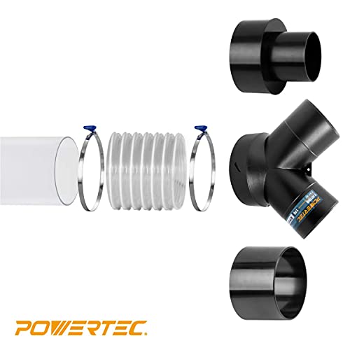 POWERTEC 70223 2-1/2 Inch Right Hand Keyed Bridge Hose Clamp, Thumb Screw Key Adjustable Stainless Steel Hose Clamps for Dust Collection, Dust Collector and Dryer Vent Hose, 5 pack
