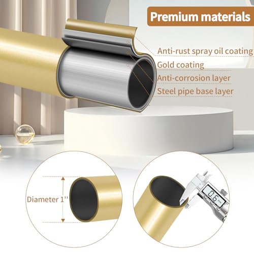 ZYRW Gold Wrap Around Curtain Rod for Windows 28-48 Inches, Room Darkening Drapery Rod, Heavy Duty Blackout Curtain Rod, Modern Decorative Curtain Rod, Gold