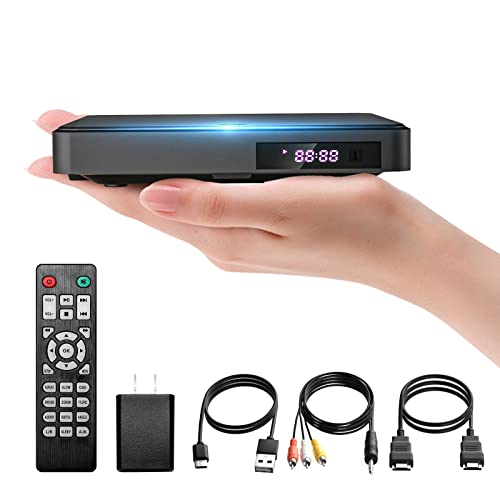 Arafuna DVD Players for TV HDMI, Small DVD Player with All Region Free, 1080P HD Mini DVD Player for Smart TV Support CD/DVD USB/TF Card, Remote Control, PAL/NTSC Plays and Multiple Formats