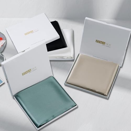 ZIMASILK Upgraded 100% Pure Mulberry Silk Pillowcase for Hair and Skin Silk Pillow Cases with Reinforced Hidden Zipper, More Soft & Durable Highest Grade 6A Silk, Gift Box 1Pc (King 20"x36", Pewter)