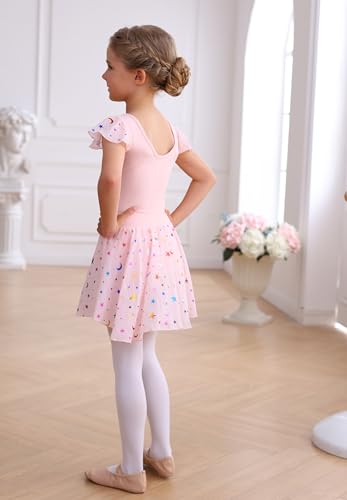MdnMd Dance Ballet Leotard with Star Moon Sequins Skirt for Toddler Girls Ballerina Dresses Outfit (Blue, 2-4 Years)