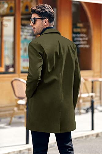 Gafeng Men's Trench Coat Slim Fit Notch Lapel Single Breasted Top Coat Winter Warm Casual Business Long Jacket Overcoat