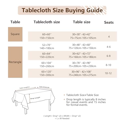 Laolitou Rectangle Tablecloth Linen Waterproof Textured Table Cloth, Washable Wrinkle Free Spill Proof Decorative Fabric Table Cover for Dining Table Farmhouse Kitchen, Coffee, 52x70 Inch