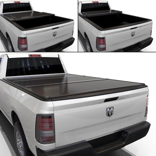 Toptiny Low Profile Flip Up Truck Bed Tonneau Cover Fits 2009-2025 Dodge Ram 1500 5'7" Bed Without Ram Box (67.4")