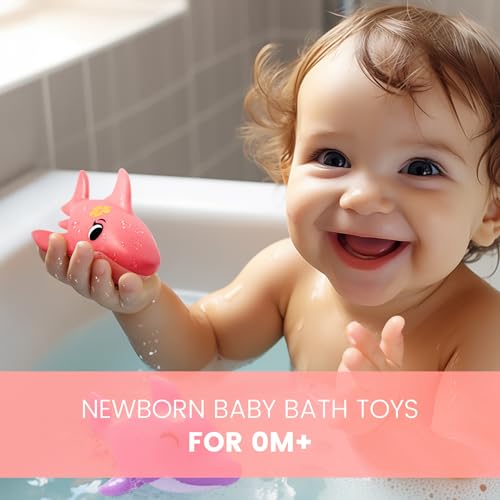 Hely Cancy Bath Toys for Babies 0 Months, No Hole Baby Bath Tub Toys, 1 Year Old Bath Shower Toys for Boys Girls