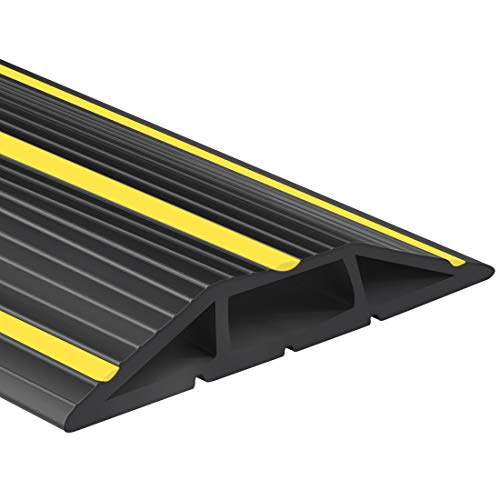 6.5Ft Floor Cord Protector-3 Cord Channels, Perfect for Office, Home, Workshop, Warehouse, Concert or Other Outdoors Surroundings (2m,Black)