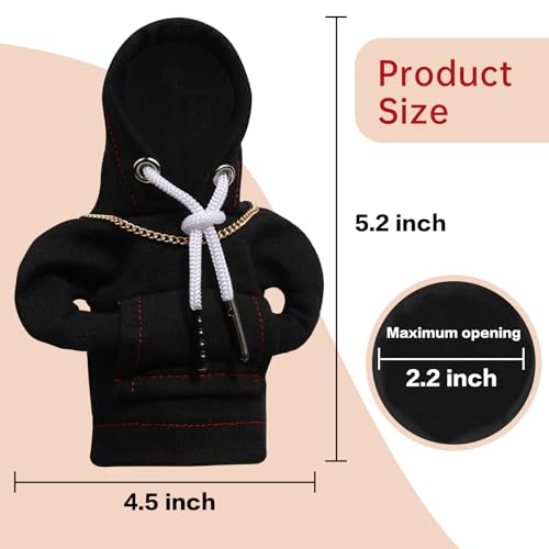 Yajeea Car Gear Shift Hoodie, Funny Mini Hoodie Car Decor, Winter Warm Universal Fit Shift Knob Cover, Automotive Interior Decoration Accessories Gift (Black)