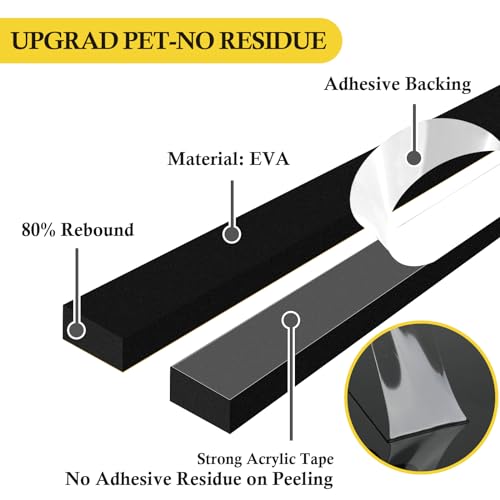 fowong Air Conditioner Window Seal 1 Inch X 1 Inch, Thick AC Weather Stripping High Resilience Foam Sealing Tape Adhesive AC Window Seal Kit 6.5ft Long (6.5ft x 2 Rolls, Black)