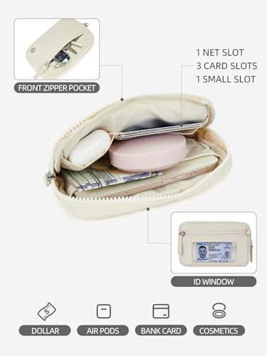 WESTBRONCO Wristlet Wallets for Women Nylon Quilted Wallet with 3 Zipper Purse for Travel Credit Card Holder Phone Organizer(Beige)