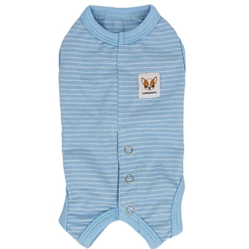 LOPHIPETS Girl Dog Shirts Pajamas for Small Teacup Dog Chihuahua Yorkie Puppy Cat Clothes-Cambridge Blue Strips/XXS