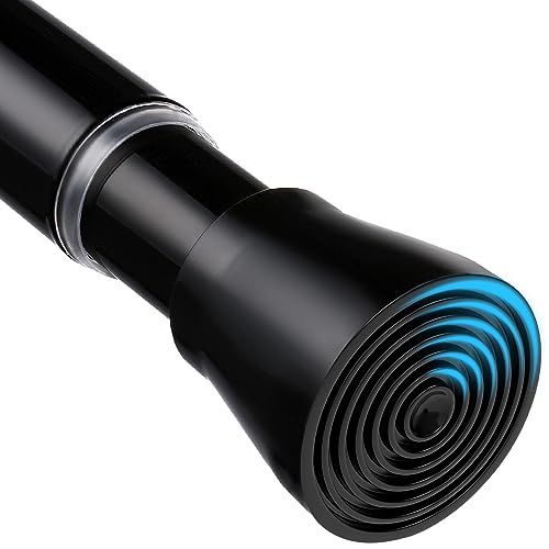 MEXAU 1 Pack Black Shower Curtain Rod 16 To 26 Inch Tension Shower Rod For Bathroom 7/8" Adjustable Spring Curtain Rod No Drilling Spring Rod Black Tension Curtain Rods for Windows Doorway Closet