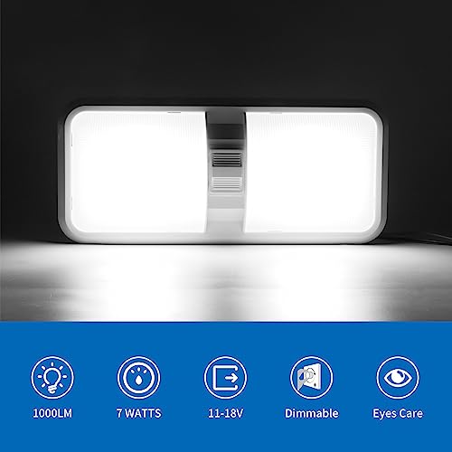 RVZONE RV Lights Interior Natural White 12V RV LED Ceiling Double Dome Light Fixture 1100 LM Frosted RV Interior Lighting Camper Lights for RV Bedroom, Living Room(4500K)