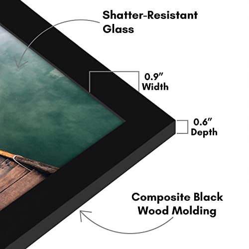 Americanflat 12x18 Black Picture Frame - Engineered Wood Photo Frame with Shatter-Resistant Glass and Hanging Hardware for Wall Display