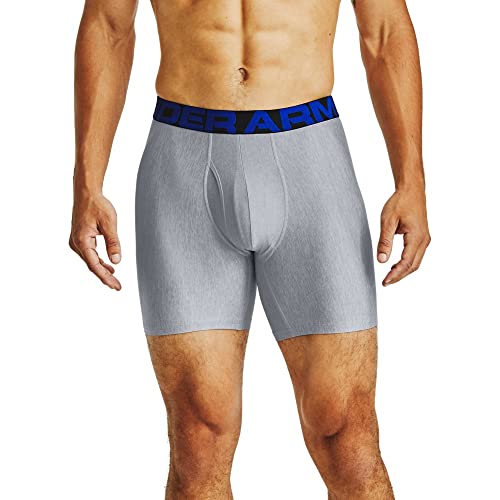 Under Armour mens Tech 6-inch Boxerjock 2-Pack , Academy Blue (408)/Mod Gray Light Heather , X-Large