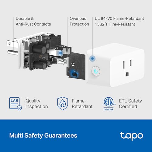 TP-Link Tapo Wi-Fi Smart Plug, ๐๐ป๐ฒ๐ฟ๐ด๐ ๐ ๐ผ๐ป๐ถ๐๐ผ๐ฟ๐ถ๐ป๐ด, Compatible with Alexa & Google Home & Samsung SmartThings, Timer, 15A/1800W Max, ETL Certified, 2.4G Wi-Fi Only, Tapo P115(2-Pack)