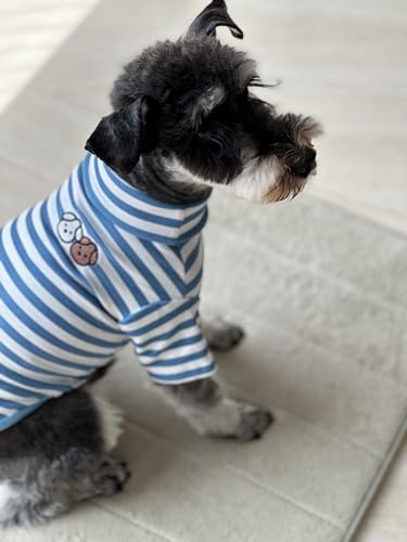 Turtleneck Dog Sweater Cute Doggie Embroidery Super Soft Dog Sweatshirt Dog Shirt Stretchy Striped Puppy Pullover for Cats Small Medium Large Dog (Black Striped, X-Small)