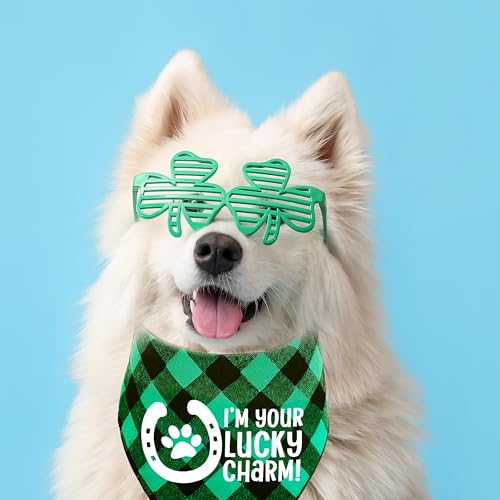 St. Patrick's Day Dog Bandana, 2 Pack Holiday Cat Irish ShamrockLucky Bandana for Large Medium Small Puppies Pets