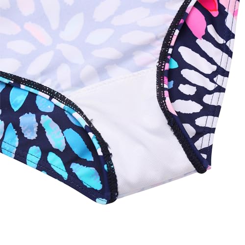 TFJH E Girls Rash Guard Swimsuit UPF 50+ Swimwear Long Sleeve Tankini Beachwear 3t 4t Navy Daisy 104/110