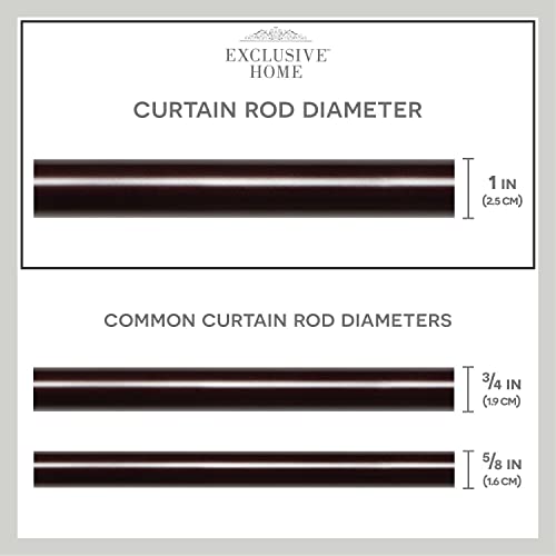 Exclusive Home Curtains Acanthus 1" Window Curtain Rod and Finial Set, Adjustable 36"-72", Matte Black