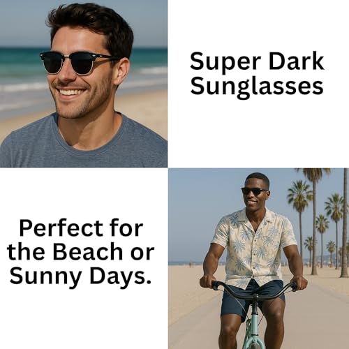 ShadyVEU Super Dark Matte Tortoise Sunglasses Blackout UV Protection Lens Spring Hinge 80s Vintage Retro Inspired Shades (Matte Tortoise)