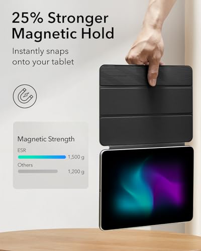 ESR for iPad Pro 11 Inch Case (2024, 5th Gen), Powerful Magnetic Attachment, Slim Trifold Stand Case, Supports Pencil Pro and Pencil(USB-C), Durable Protection, Rebound Series, Black