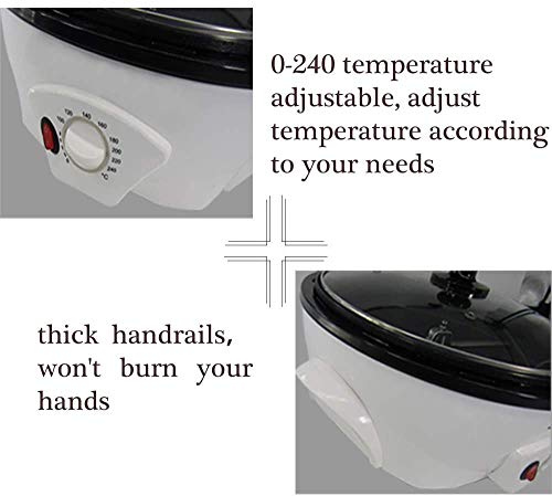 JIAWANSHUN Electric Coffee Roaster Machine 500g Coffee Bean Roaster 0-240℃ Non-Stick Home Peanut Beans Roaster 1200W 110V