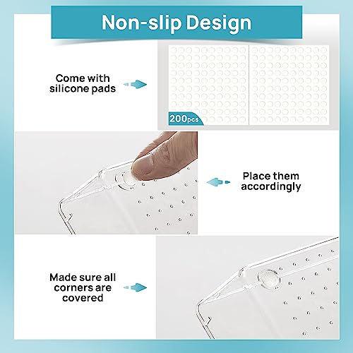 Vtopmart 44 PCS Clear Plastic Drawer Organizers Set, 4-Size Versatile Bathroom and Vanity Organizer Trays, Non-Slip Storage Containers for Makeup, Jewelries, Bedroom,Kitchen Utensils and Office