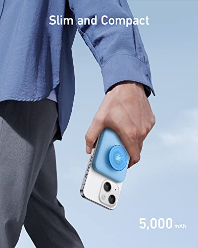 Anker 622 Magnetic Battery (MagGo with PopSockets Grip), 5,000mAh Portable Charger with Swappable PopGrip and Stand, USB-C for iPhone 14/13/12 Series (Black)