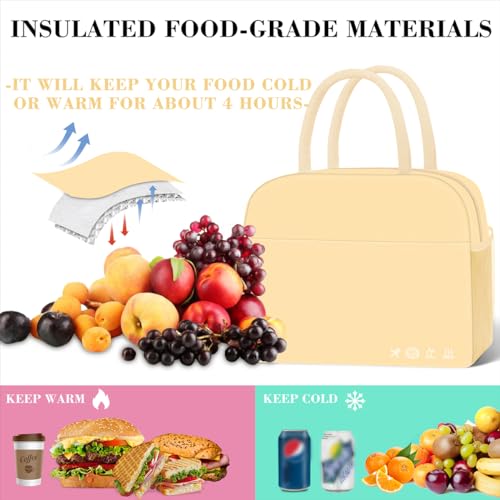 KUBYA Lunch Bag Women, Lunch Box for Women Men Insulated Reusable Lunch Bag Large Capacity Lunch Tote Bag Lunch Container for Office Work Picnic Beach or Travel(Purple Flower)