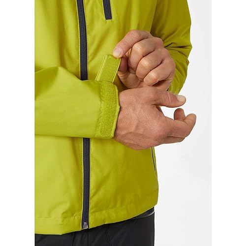 Helly Hansen Men's Crew Hooded Midlayer Fleece Lined Waterproof Raincoat Jacket, 853 Grey Fog, XX-Large