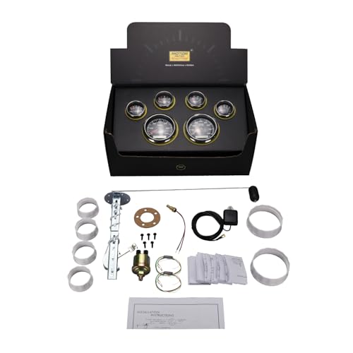 MOTOR METER RACING EVO Series Digital 6 Gauge Set - Blue Red White Green Switchable LED - 3-3/8" 85mm GPS Speedometer & Tachometer - 2-1/16" 52mm Voltage, Fuel Level, Water Temperature & Oil Pressure