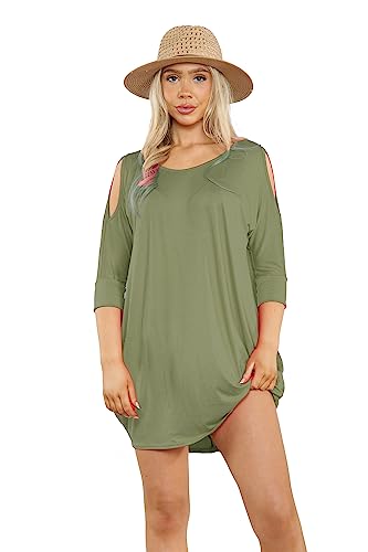 Loxdonz Women's Swimsuit Beach Cover Up Shirt Bikini Beachwear Bathing Suit Loose Beach Dress Small Cream