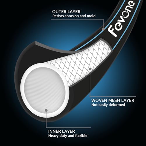 Fevone Garden Hose 3 ft x 5/8", Hose Reel Leader Hose, Lead In Water Hose, Fits Hoses/Pipes of All Replacement/Replaceable Parts, Solid Aluminum Fittings - No Leak