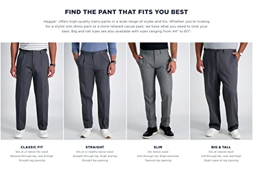 Haggar Men's Cool Right Performance Flex Solid Classic Fit Flat Front Pant-Reg. and Big & Tall Sizes, Midnight, 42W x 30L