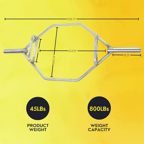 HulkFit Olympic 2-Inch Hex Weight Lifting Trap Bar, Closed Trap Bar, Black