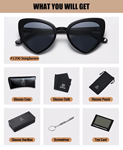 DUCO Trendy Heart Polarized Sunglasses for Women Narrow 1206