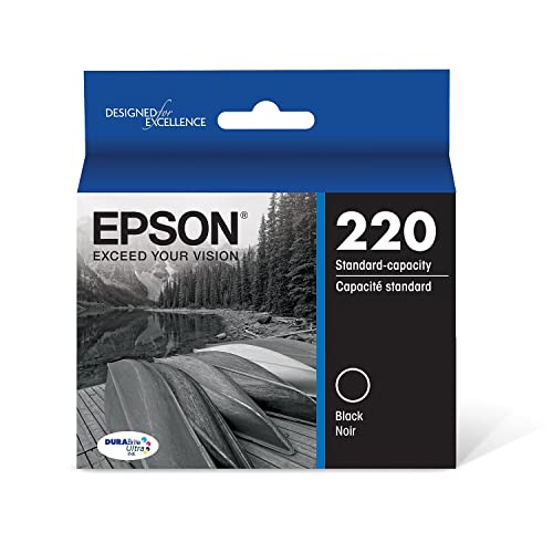 EPSON 220 DURABrite Ultra Ink Standard Capacity Cyan Cartridge (T220220-S) Works with WorkForce WF-2630, WF-2650, WF-2660, WF-2750, WF-2760, Expression XP-320, XP-420, XP-424, 1 Count (Pack of 1)