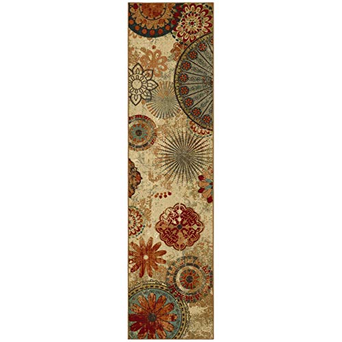 Mohawk Home Alexa Ornamental Floral Medallion 2' x 8' Area Rug - Perfect for Living Room, Dining Room, Office
