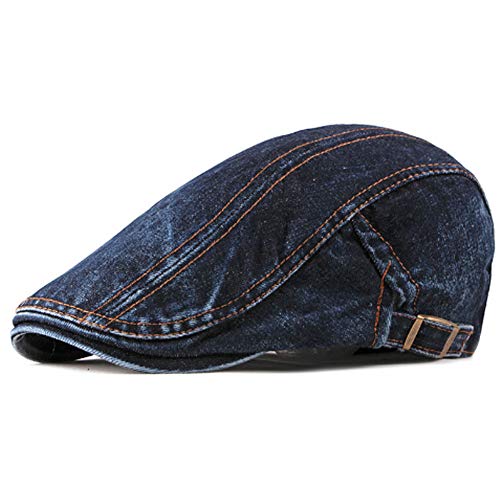 Men's Denim Newsboy Flat Cap Gatsby Ivy Cabbie Hat Driving Cap
