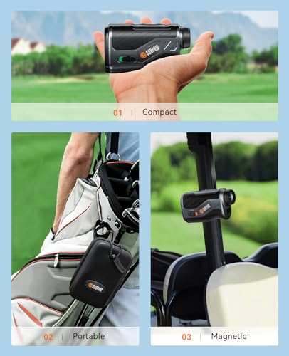 SUNPOW Golf Rangefinder with Slope, High Precision Laser Range Finder for Golfing/Hunting, 1200 Yards, 7X Magnification, Flag Pole Locking Vibration, Rechargeable Range Finders with Magnet Stripe