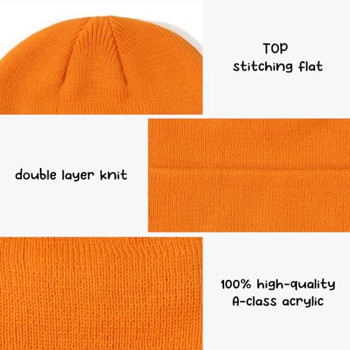 Baby Beanie Toddler Winter Hat Knit Ski Hat with Cute Embroidery Unicorn for Girls Boys 0-8 Years Orange