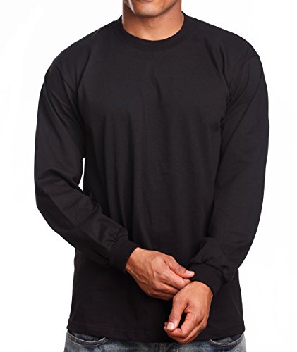 PRO 5 Super Heavy Mens Long Sleeve T-Shirt, 5XL, Black